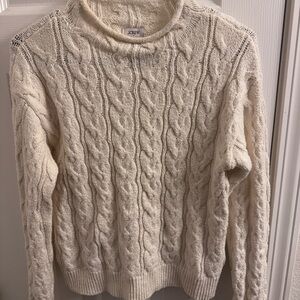 J. Crew Cream Cable-Knit Crewneck Sweater